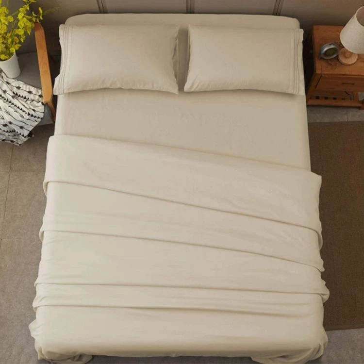 Set Peralatan Tempat Tidur Reka Bentuk Hotel Plain Dyed